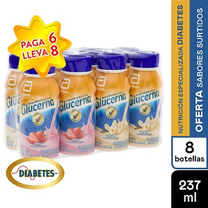 Glucerna Liquida Vainilla X 6 Botellas De 237 Ml (gratis 2 Unidades Sabor Fresa X 237 Ml) - Glucerna