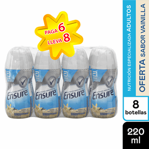 Ensure Liquido Sabor Vainilla Botellas 8 X 220 Ml (pague 6 Lleve 8) - Ensure