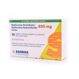 Metformina Clorhidrato Sandoz 850 Mg X 30 Tabletas - Sandoz