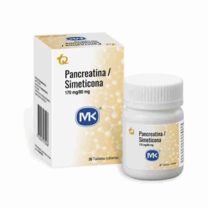 Pancreatina / Simeticona Mk 170 Mg / 80 Mg X 30 Tabletas - Mk