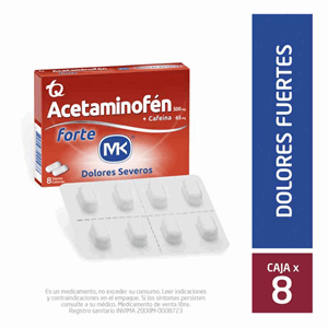 Acetaminofen Forte Mk 500 / 65 Mg Caja X 8 Tabletas Cubiertas - Mk