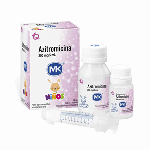 Azitromicina Mk 200mg / 5ml Polvo Suspención Frasco X15 Ml Jeringa Dosificadora - Mk