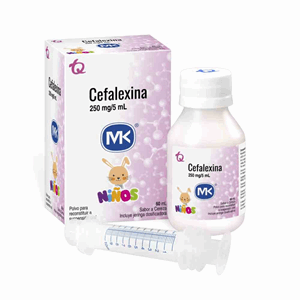 Cefalexina Mk Suspencion Oral 250mg / 5ml Frasco Polvo X 60 Ml Jeringa Dosificadora - Mk