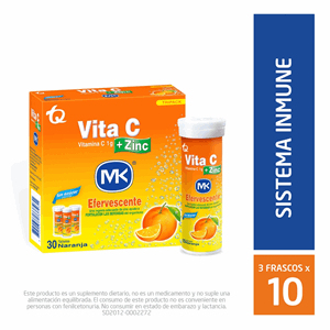 Vita C+zinc Mk Eferv Naranja 3 Tubos X 10 Tab (tripack) S/d - Sin Asignar