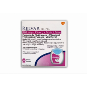 Relvar Ellipta 200 Mcg/25 Mcg/dosis Inhalador X 30 Dosis Polvo P/inhal Oral - Relvar  Ellipta