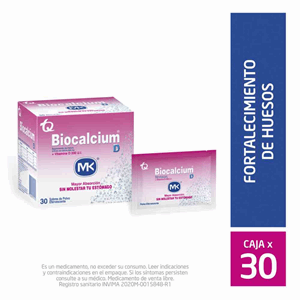 Biocalcium D 500 Mg / 200 Ui Polvo Efervecente Caja X 30 Sobres - Biocalcium