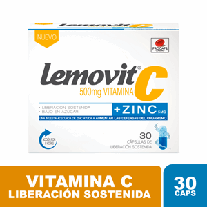 Vitamina C Lemovit C   Zinc Plus 500 / 5 Mg Caja X 30 Capsulas De Liberación Prolongada Suplemento D - Lemovit