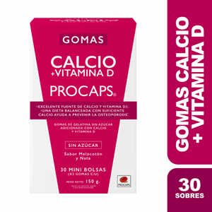 Calcio+vitamina D Procaps Gomas Caja X 30 Sobres X 2 Gomas (5gr) C/u - Sin Asignar