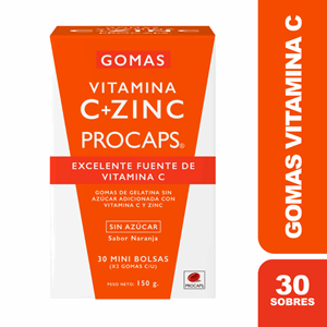 Gomas Vitamina C   Zinc Procaps Gomas Caja X 30 Sobres X 2 Gomas (5gr) C/u - Procaps