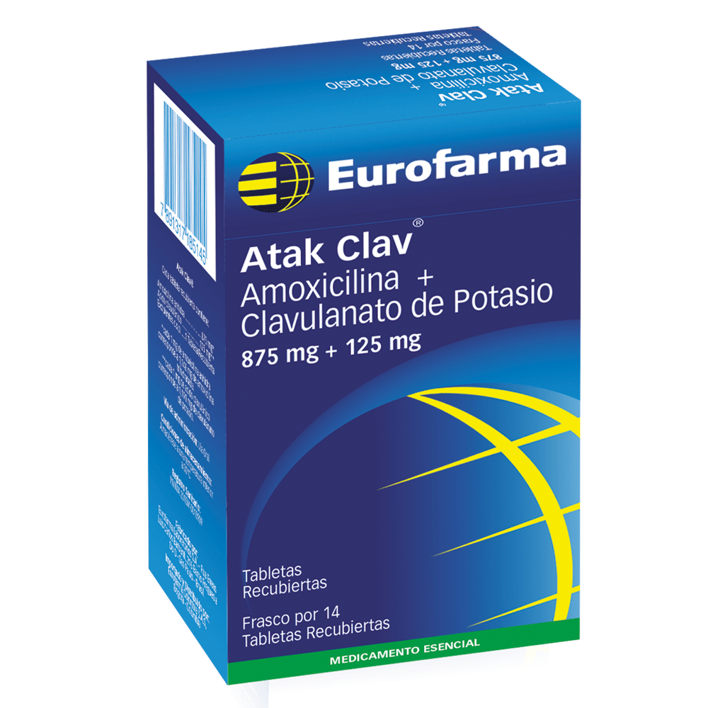 Atak Clav 875/125 Mg Frasco X 14 Tabletas Recubiertas - Atak Clav