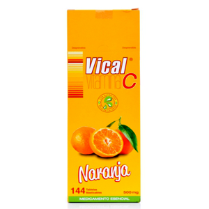 Vitamina C Vical 500 Mg Sabor Naranja Caja X 144 Tabletas - Vical