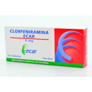 Clorfeniramina Ecar 4 Mg Caja X 20 Tabletas - Ecar