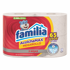 Papel Higienico Familia Acolchamax Megarollo X 4 Unidades (65 Usos X Rollo) - Familia