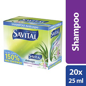 Shampoo Savital Anticaspa Extracto Te Verde Seda Liquida Y Sabila Display X 20 Sobres De 27 Ml - Savital