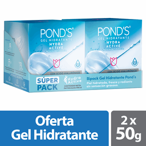 Pond`s Gel Hidratante Hydra Active Acido Hialuronico Pote 2 X 50 Gr (super Pack - Ponds