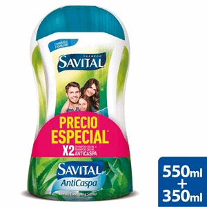 Shampoo Savital Anticaspa Menta Eucalipto Y Sabila X 550 Ml + Shampoo X 350 Ml (precio Especial) - Savital