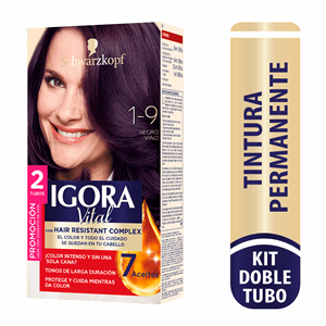 Tinte Igora Vital Est 1-9 Negro Vino Doble Tubo X 100 G - Igora