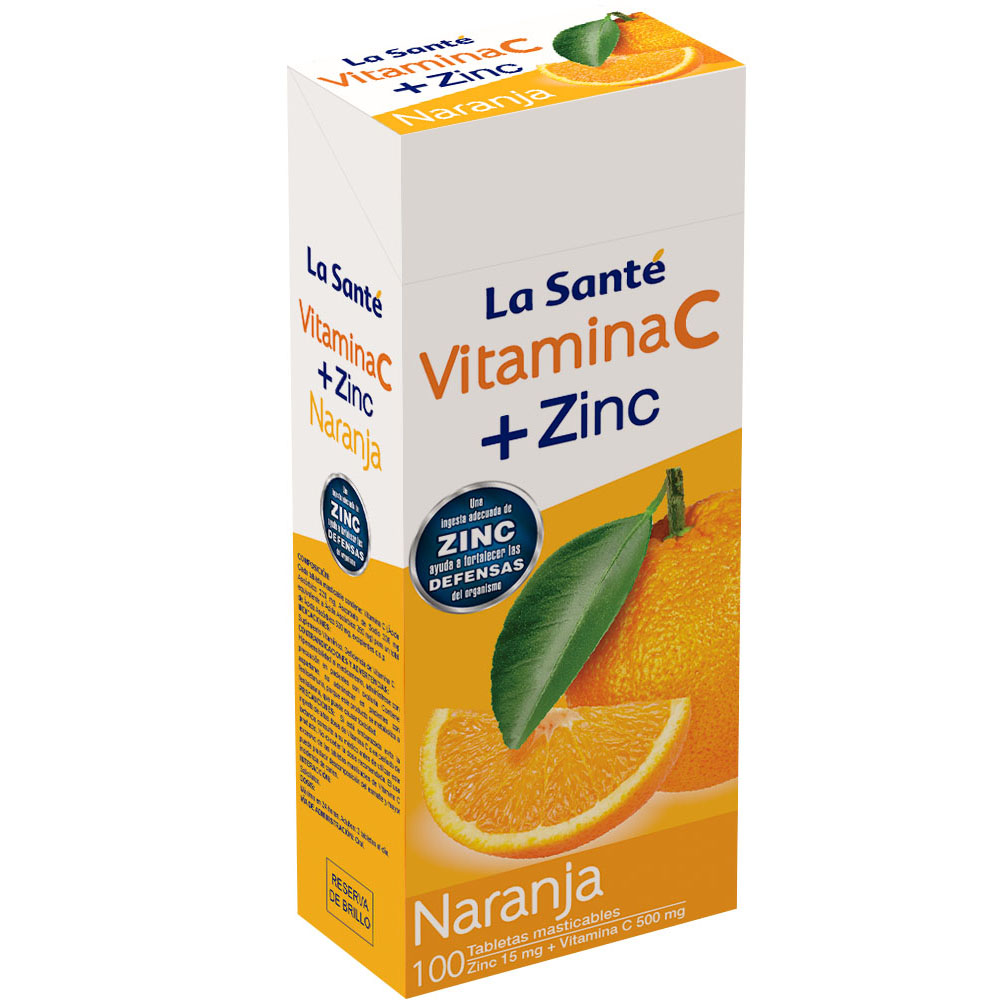 Droguería La Economía Vitamina C Zinc 500 15 Mg L S Naranja Caja X 100 Tabletas Masticables S D