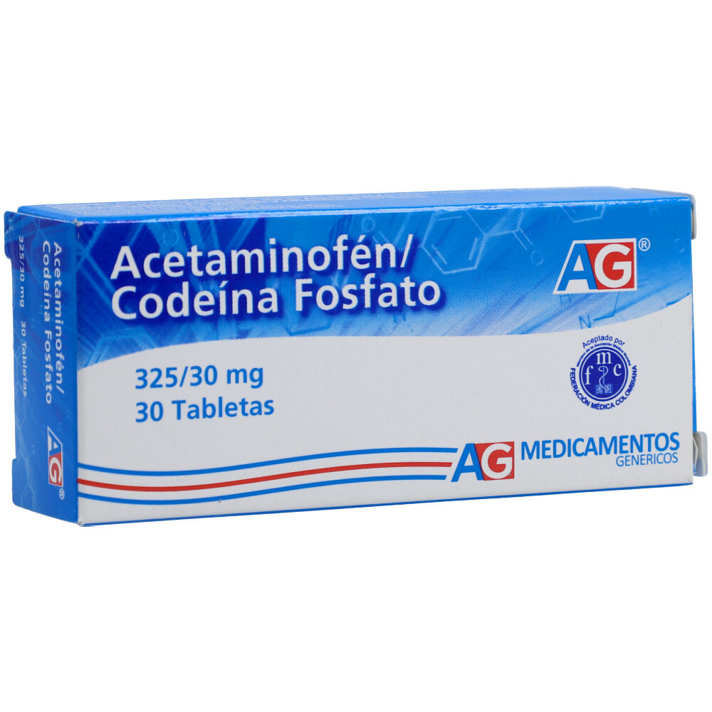 Acetaminofen/codeina A-g 325/30 Mg Caja X 30 Tabletas - Acetaminofen+codeina  Ag