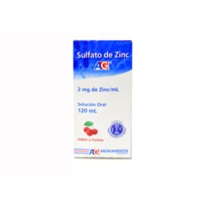 Sulfato De Zinc Ag 2 Mg / Ml Solución Oral Cereza Frasco X 120 Ml - Ag